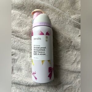 Owala White and Pink Insulated Water Bottle
